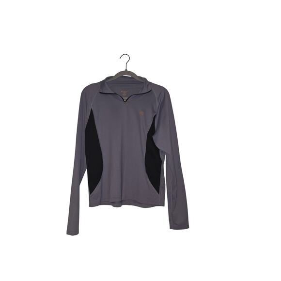 Ariat Womens large Pull on Quarter Zip Purple Black Soft Long Sleeve Equestrian - Picture 1 of 7